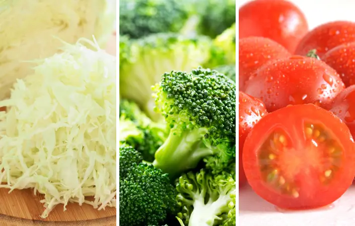 キャベツの千切り、ブロッコリー、ミニトマトなど新鮮な野菜のイメージ